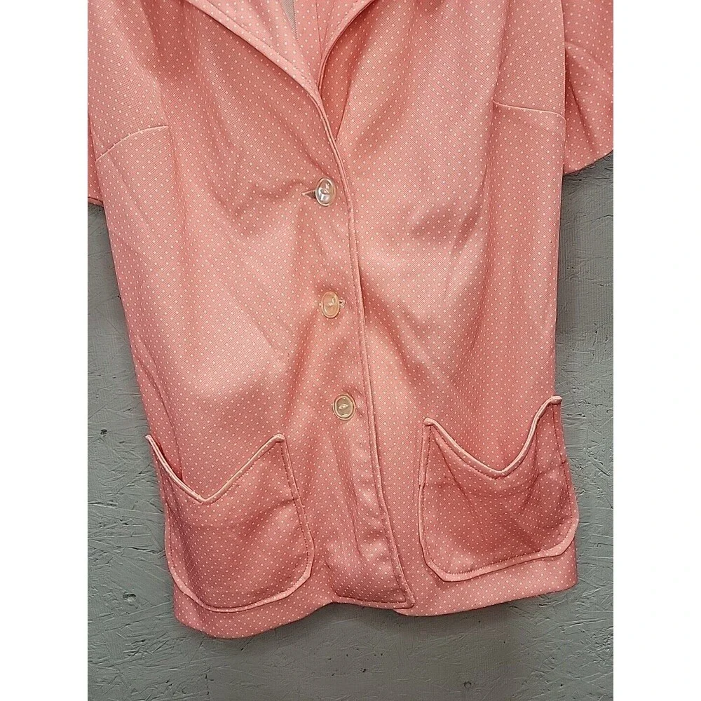 Vtg 1970's Handmade Blazer Smock Suite Jacket‎ Pink Poke A Dot Sz 2x